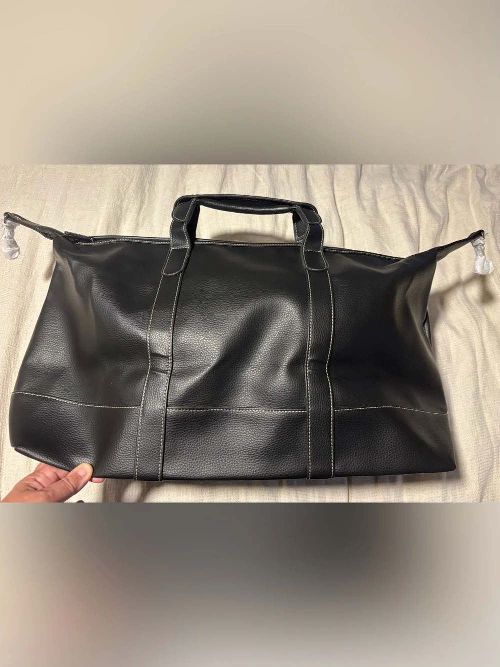 Barrington Black Vegan Leather Duffel Bag - New - Albright College Design